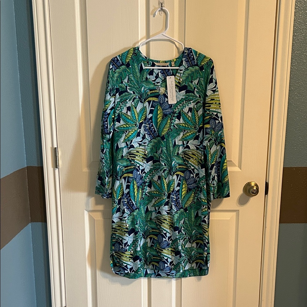 Soft Surroundings Leafy Green and Blue Dress